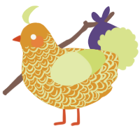 A orange and lemon chicken with a double-lace pattern