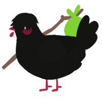 A black chicken with a lace pattern