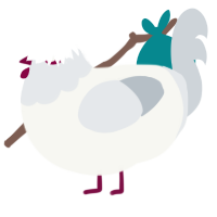 A white and mist chicken with a head pattern