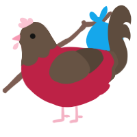 A crimson and bark chicken with a head pattern