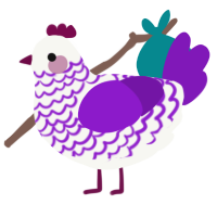 A white and violet chicken with a lace pattern