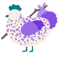 A cream and blurple chicken with a speckle pattern