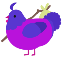 A amethyst and indigo chicken with a head pattern