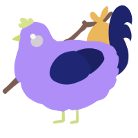 A lilac and navy chicken