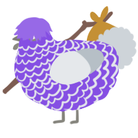 A blurple and mist chicken with a lace pattern