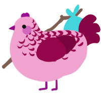 A pink and maroon chicken with a half-lace pattern