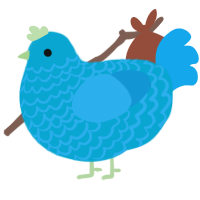A cerulean and sky chicken with a lace pattern