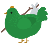A viridian chicken with a half-lace pattern
