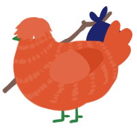 A vermilion chicken with a bar pattern