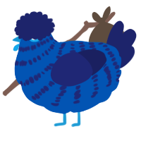 A ultramarine and navy chicken with a bar pattern