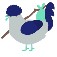 A silver and navy chicken
