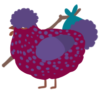 A maroon and overcast chicken with a speckle pattern