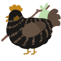 A sable and bark chicken with a bar pattern