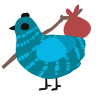 A sea and cerulean chicken with a bar pattern