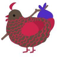 A bark and crimson chicken with a lace pattern