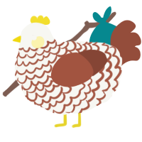 A white and russet chicken with a lace pattern