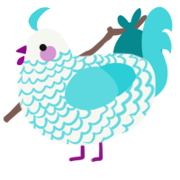 A white and aqua chicken with a lace pattern