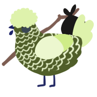 A olive and apple chicken with a lace pattern