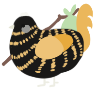A sable and honey chicken with a bar pattern
