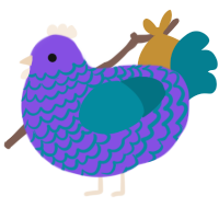 A blurple and sea chicken with a lace pattern
