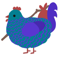 A sea and indigo chicken with a lace pattern