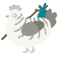 A white and ash chicken with a half-bar pattern