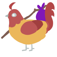 A honey and red chicken with a head pattern