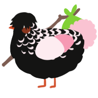 A black and rose chicken with a half-lace pattern