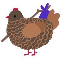 A bark and brown chicken with a lace pattern