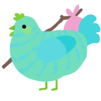 A mint and aqua chicken with a bar pattern