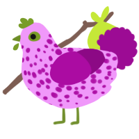 A lavender and plum chicken with a speckle pattern