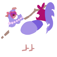 A apple and indigo chicken with a head pattern
