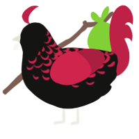 A black and crimson chicken with a half-lace pattern