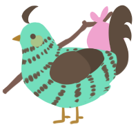 A mint and bark chicken with a bar pattern