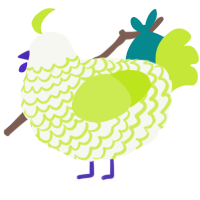 A white and lime chicken with a lace pattern