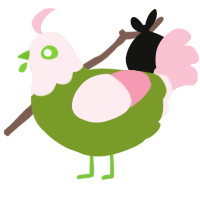 A chartreuse and rose chicken with a head pattern