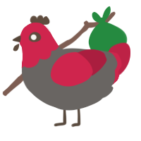 A grey and crimson chicken with a head pattern