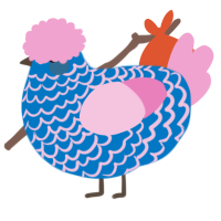 A sapphire and pink chicken with a lace pattern