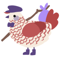 A cream and red chicken with a lace pattern