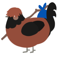 lentil, a russet and sable chicken with a head pattern