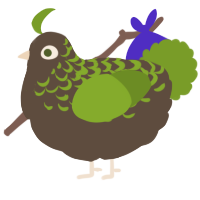 A bark and chartreuse chicken with a half-lace pattern