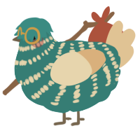 A sea and beige chicken with a bar pattern