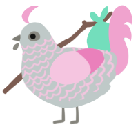 Meringue, a silver and pink chicken with a lace pattern