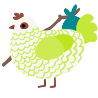 A white and lime chicken with a lace pattern