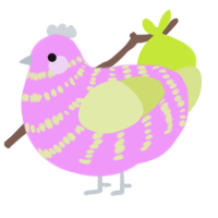 A lavender and lemon chicken with a bar pattern