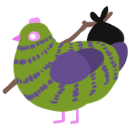 A chartreuse and overcast chicken with a bar pattern