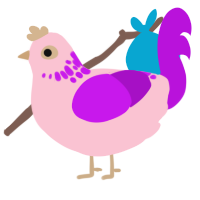 A rose and amethyst chicken with a neck-speckle pattern