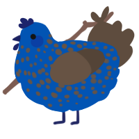 A ultramarine and bark chicken with a speckle pattern