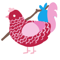 A crimson and pink chicken with a lace pattern