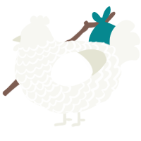 A white chicken with a lace pattern